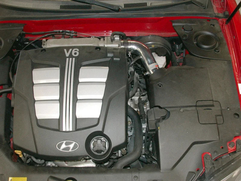 K&N 03 Hyundai Tiburon 2.7L-V6 Silver Typhoon Short Ram Intake - Side View
