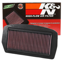 Load image into Gallery viewer, K&amp;N 04-09 Yamaha FZ6 600 / 04-07 FZ6 Fazer 600 / 07-08 FZ6 Fazer S2 600 Replacement Air Filter - Installation View