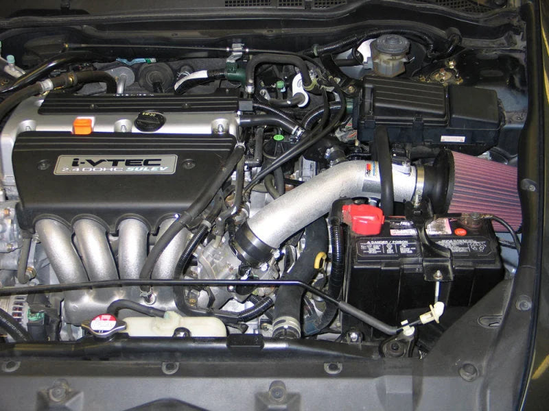 K&N 05-07 Honda Accord L4-2.4L Silver Typhoon Short Ram Intake - Side View
