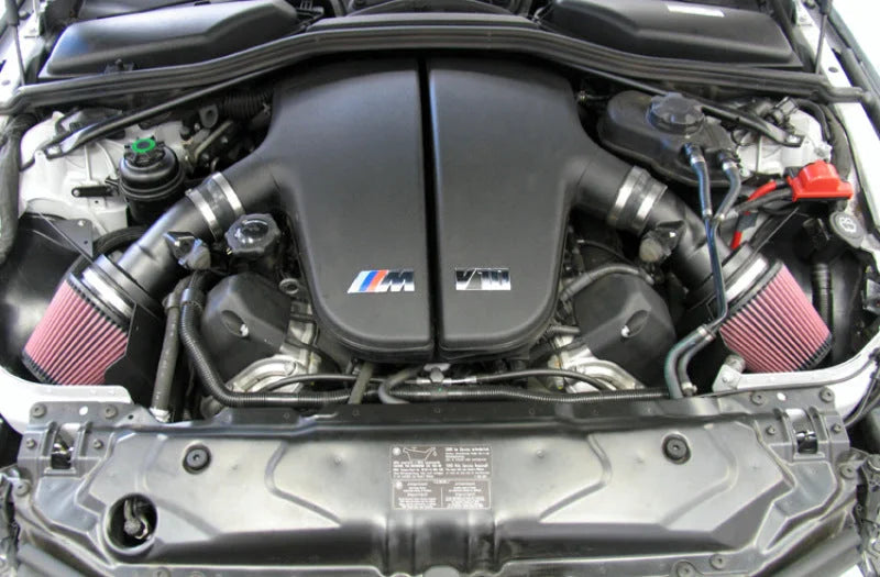 K&N 06-07 BMW M5 5.0L Flat Black Typhoon Short Ram Intake - Side View