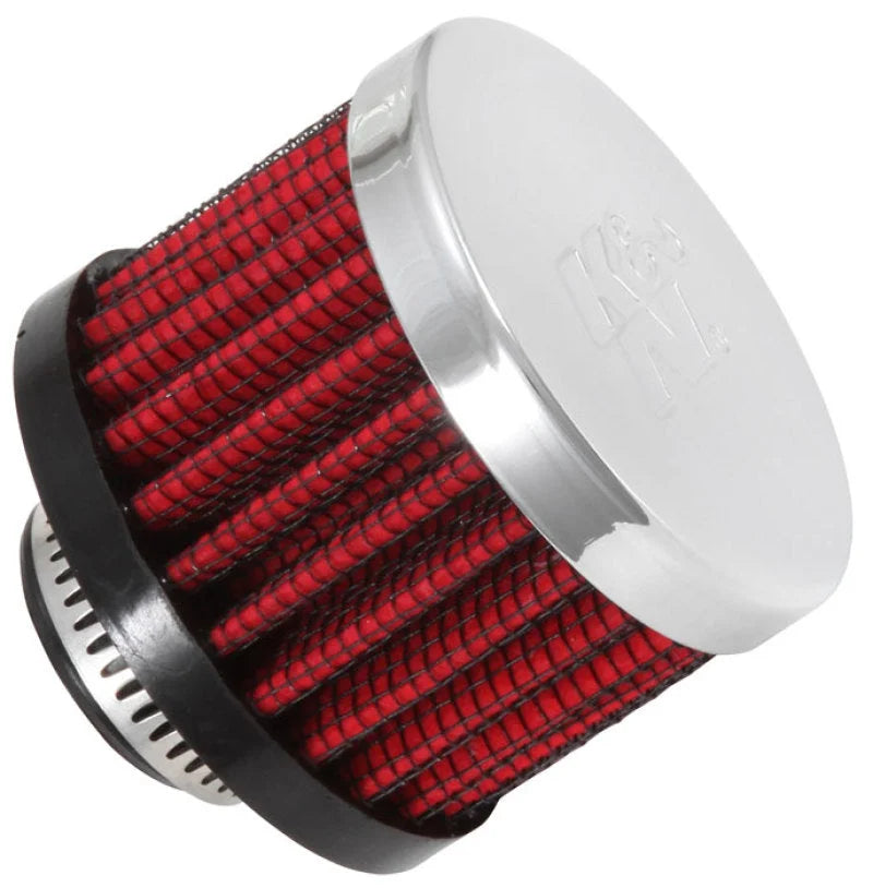 K&N 0.625 inch ID 2 inch OD 1.5 inch H Clamp On Crankcase Vent Filter - Side View