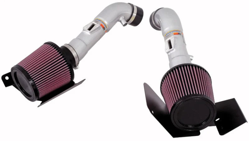 K&N 07-08 350z Dual Silver Typhoon Short Ram Intake - Main Product View