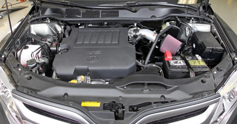 K&N 07-10 Toyota Camry V6-3.5L Silver Typhoon Short Ram Intake - Side View