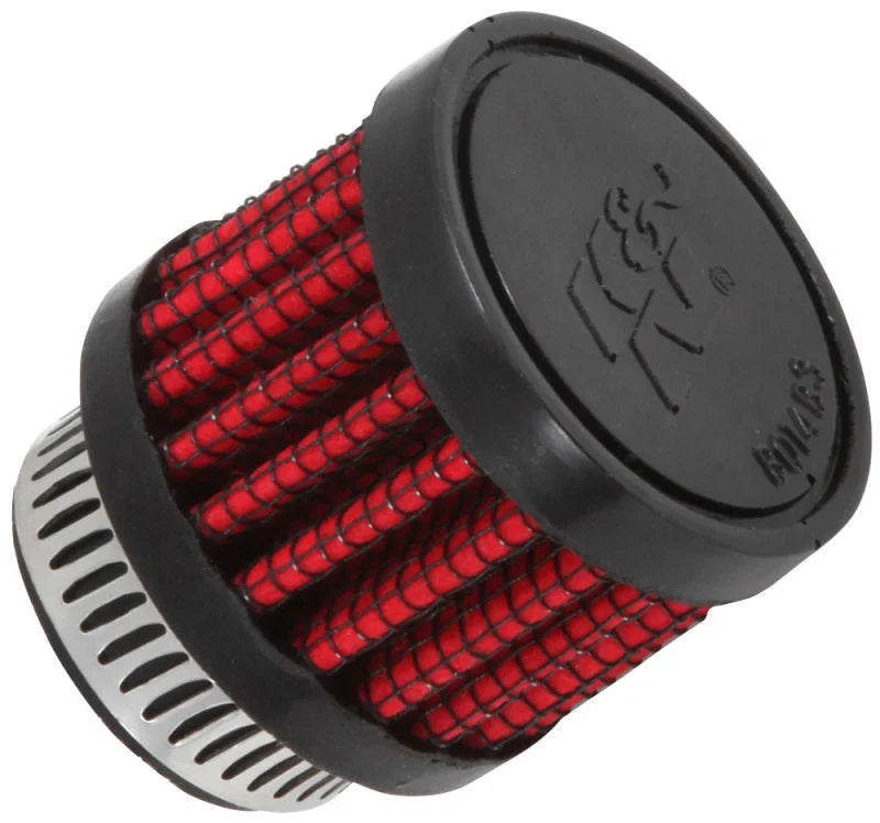 K&N 0.75 inch ID 1.375 inch OD 1.125 inch H Clamp On Crankcase Vent Filter - Side View