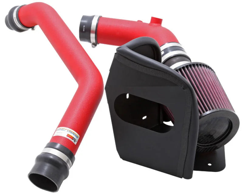 K&N 08-09 Mitsubishi Evo X Wrinkle Red Typhoon Short Ram Intake - Main Product View