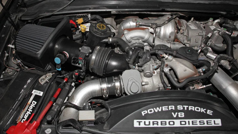 K&N 08-10 Ford F250/F350/F450/F550 Super Duty 6.4L V8 DSL Black Performance Intake Kit - Back View