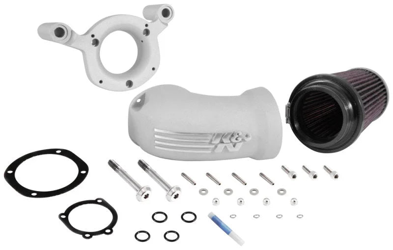 K&N 08-17 Harley-Davidson Touring Models Performance Air Intake System - Silver - Installation View
