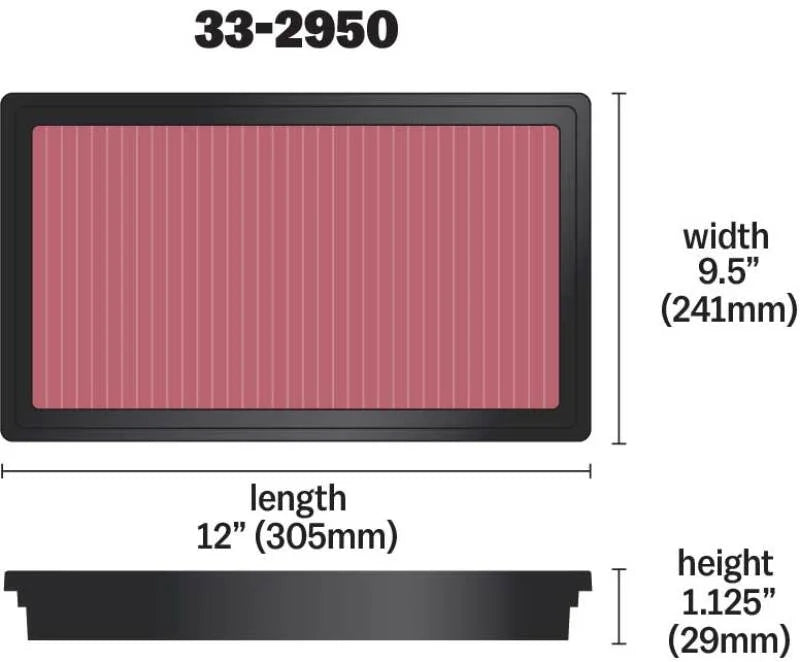 K&N 08 Ford Falcon FG Territory Drop In Air Filter - Side View