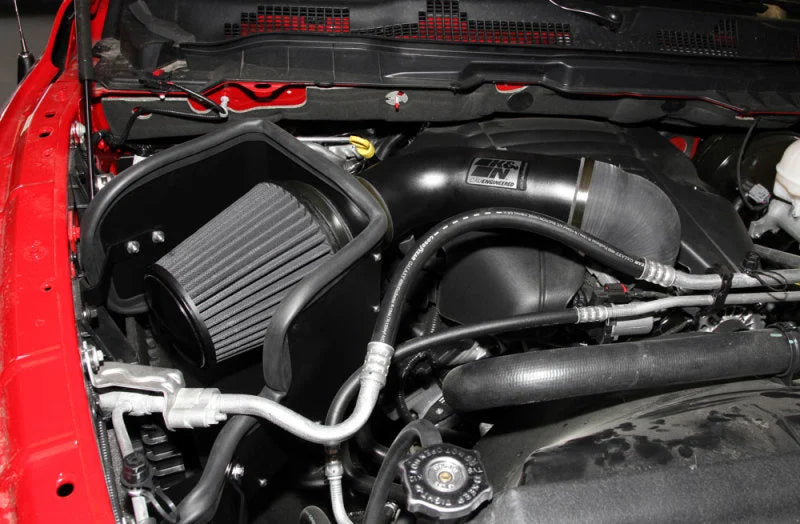 K&N 09-13 Dodge Ram 1500 Pickup 5.7L V8 / 11-13 Ram 1500 5.7L V8 Black Performance Intake Kit - Back View