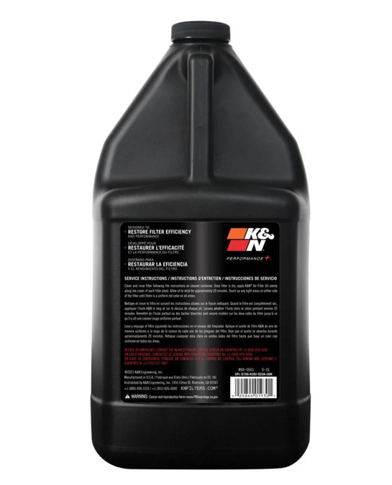 K&N 1 Gallon Air Filter Oil - Side View