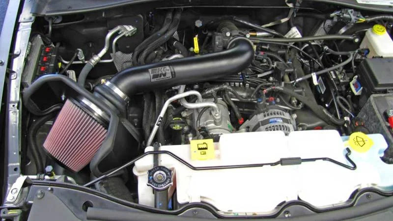 K&N 10-11 Jeep Liberty 3.7L V6 High Flow Performance Intake Kit - Back View