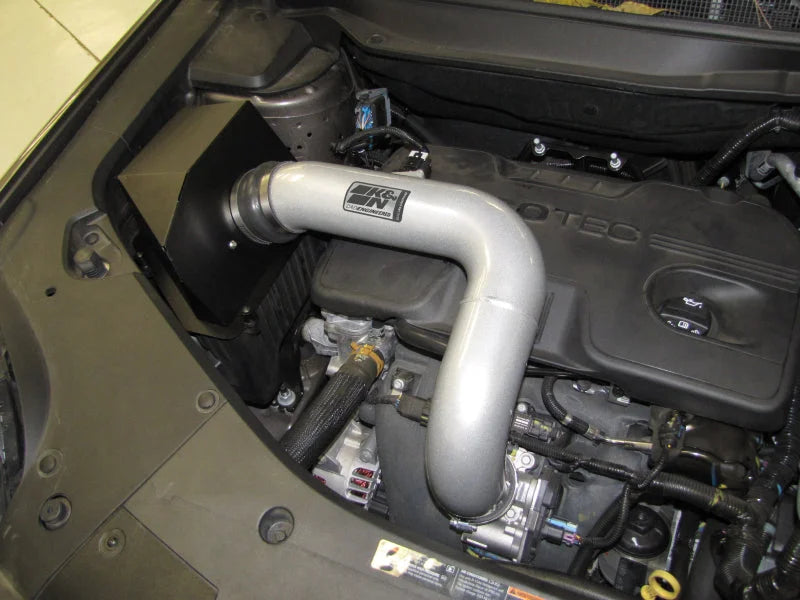 K&N 10 GMC Terrain / 10 Chevy Equinox 2.4L-L4 Silver High Flow Performance Kit - Installation View
