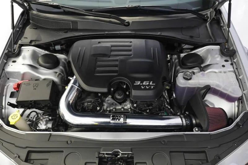 K&N 11-12 Chrysler 300 3.6L / 11-12 Dodge Challenger/Charger 3.6L Typhoon Performance Intake - Back View