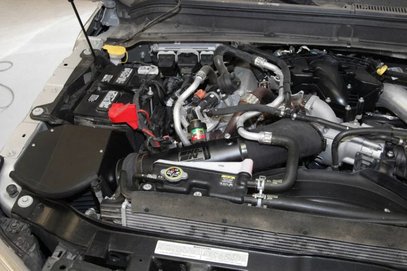 K&N 11-13 Ford F250/F350/F450/F550 Super Duty 6.7L V8 DSL Black Performance Intake Kit - Side View