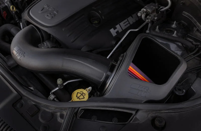 K&N 11-22 Jeep Grand Cherokee V8-5.7L F Performance Air Intake System - Side View