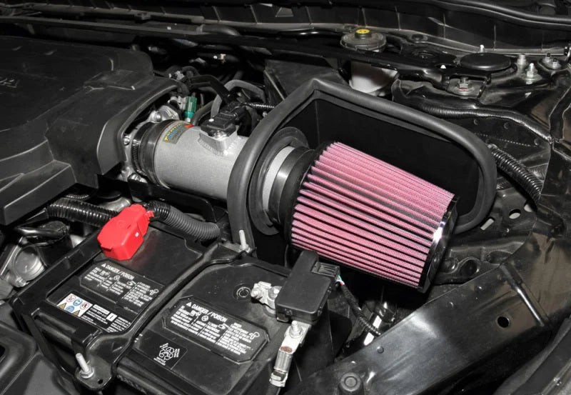 K&N 13-14 Honda Accord 3.5L V6 69 Series Typhoon Air Intake System - Silver Cold Air Intake Kit - Back View