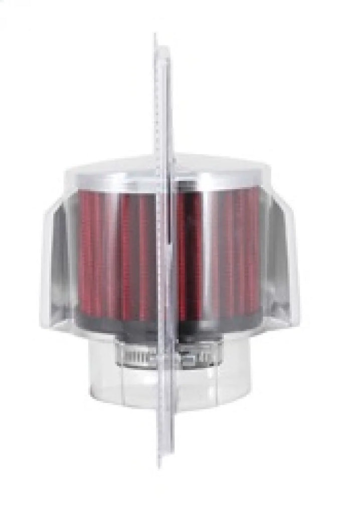 K&N 1.375in Flange ID x 3in OD x 2.5in Height Clamp On Crankcase Vent Filter - Back View