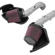 Load image into Gallery viewer, K&amp;N 14-15 Infiniti Q50 3.7L V6 Dual Silver Typhoon Short Ram Intakes - Side View