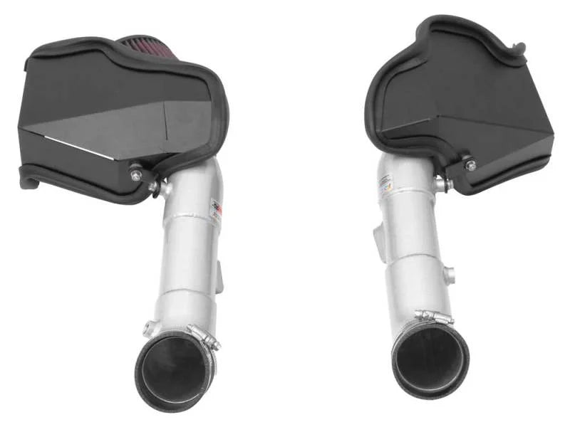 K&N 14-15 Infiniti Q50 3.7L V6 Dual Silver Typhoon Short Ram Intakes - Installation View