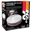 Load image into Gallery viewer, K&amp;N 14in Red Custom Air Cleaner Assembly - 5.125in ID x 14in OD x 2.75in H x 1.25in Drop Base - Back View