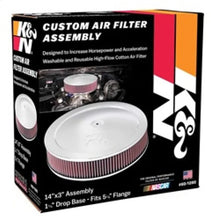 Load image into Gallery viewer, K&amp;N 14in Red Custom Air Cleaner Assembly - 5.125in ID x 14in OD x 2.75in H x 1.25in Drop Base - Back View