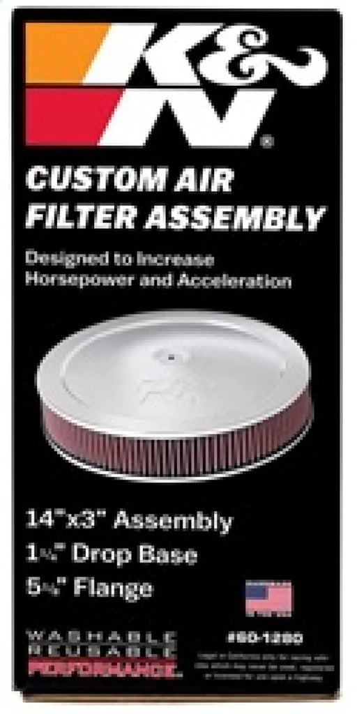 K&N 14in Red Custom Air Cleaner Assembly - 5.125in ID x 14in OD x 2.75in H x 1.25in Drop Base - Additional View 7