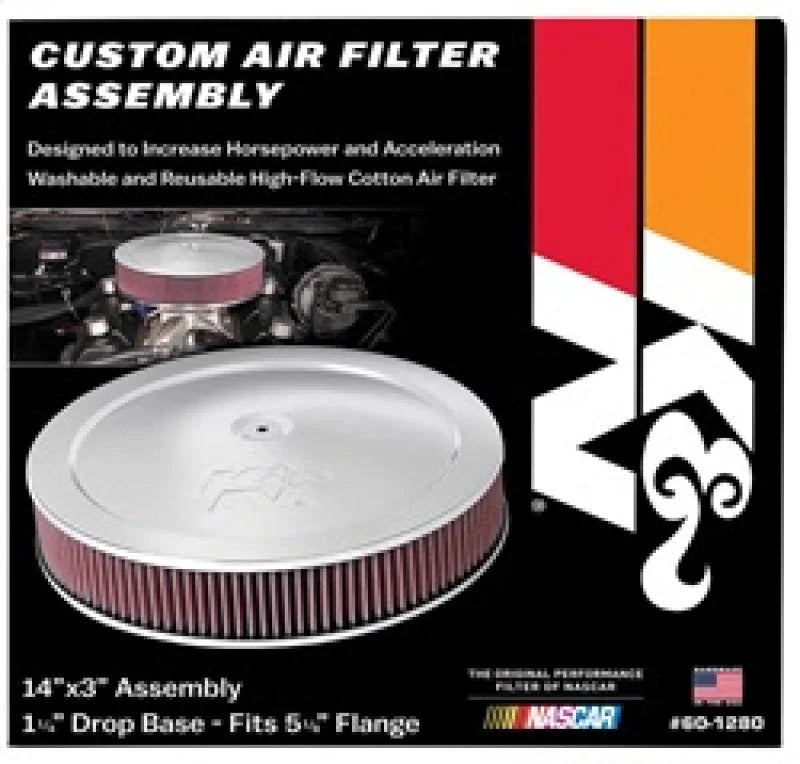 K&N 14in Red Custom Air Cleaner Assembly - 5.125in ID x 14in OD x 2.75in H x 1.25in Drop Base - Additional View 8