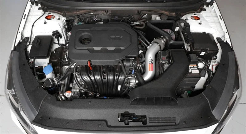 K&N 15-18 Hyundai Sonata L4-2.4L F/I Silver Typhoon Short Ram Intake - Back View