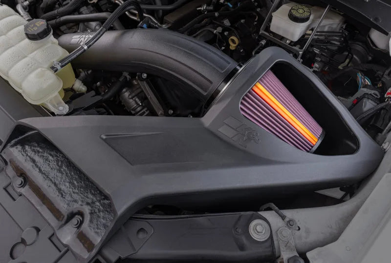 K&N 15-20 Ford F150 V8-5.0 L Performance Air Intake System - Back View