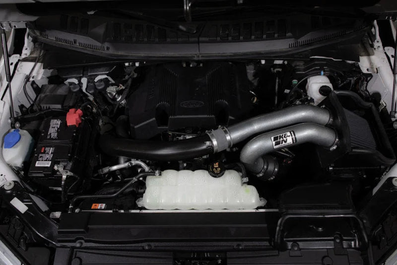 K&N 15-23 Ford F-150 (Incl. Raptor) 2.7L/3.5L V6 Performance Air Intake System - Back View