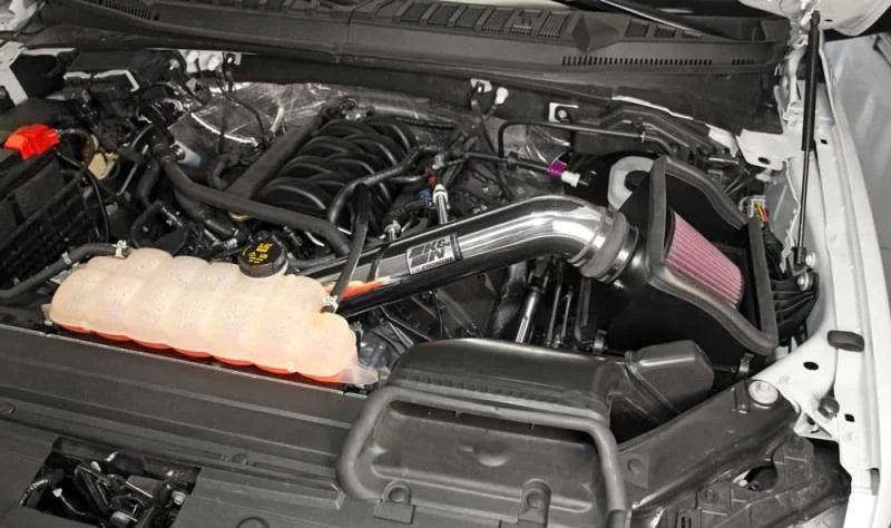 K&N 15 Ford F150 5.0L V8 F/I High Flow Performance Intake Kit - Side View