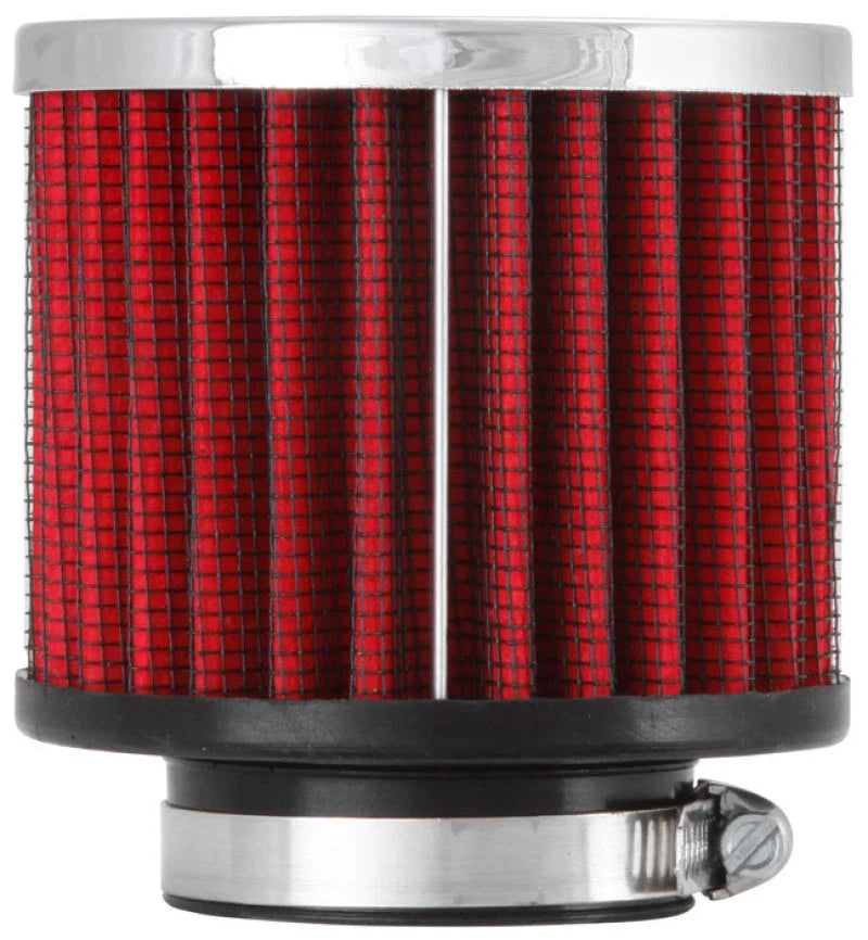 K&N 1.5in Flange ID x 3in OD x 2.5in H Chrome Finish Rubber Base Crankcase Vent Filter - Back View