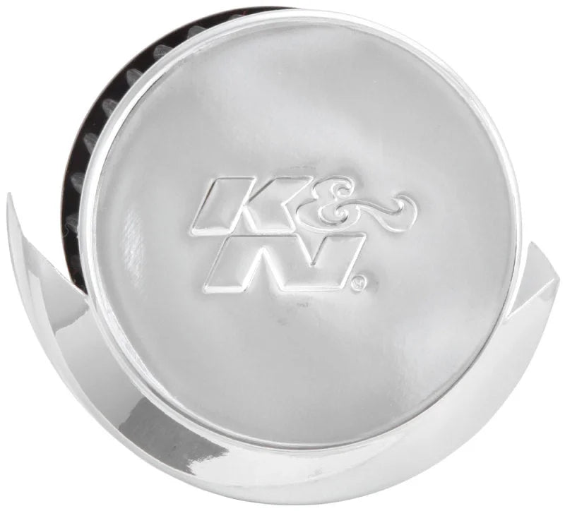 K&N 1.5in Flange ID x 3in OD x 2.5in Height Clamp On Crankcase Vent Filter - Back View