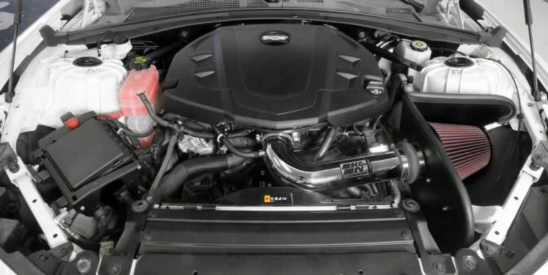 K&N 16-17 Chevy Camaro 3.6L Silver Typhoon Short Ram Intake - Side View