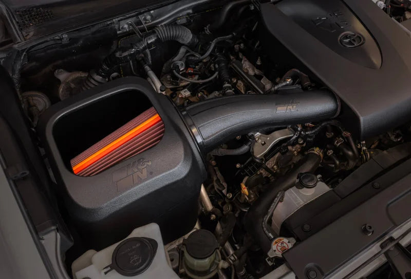 K&N 16-23 Toyota Tacoma V6-3.5L F Performance Air Intake System - Back View