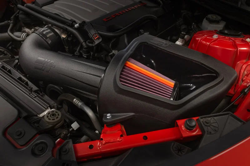 K&N 16-24 Chevy Camaro SS V8-6.2L F Performance Air Intake System - Side View