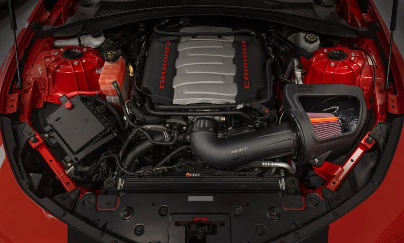 K&N 16-24 Chevy Camaro SS V8-6.2L F Performance Air Intake System - Back View