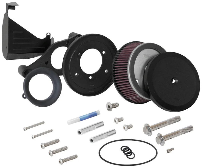 K&N 17-18 Harley Davidson Road Glide Hammer Black Street Metal Intake System - Side View