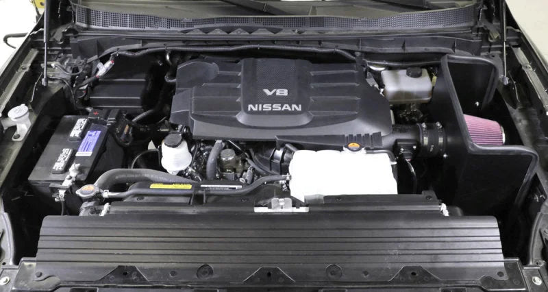 K&N 17-18 Nissan Titan XD V8 5.6L AirCharger Performance Intake - Side View