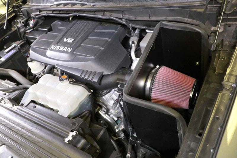 K&N 17-18 Nissan Titan XD V8 5.6L AirCharger Performance Intake - Back View