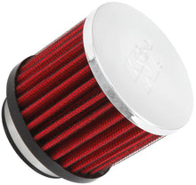 Load image into Gallery viewer, K&amp;N 1.75in Flange ID x 3in OD x 2.5in H Chrome Finish Rubber Base Crankcase Vent Filter - Side View