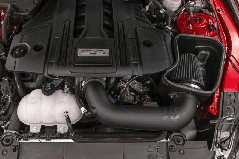 K&N 18-23 Ford Mustang GT 5.0L V8 F/I DRYFLOW Performance Air Intake System - Side View
