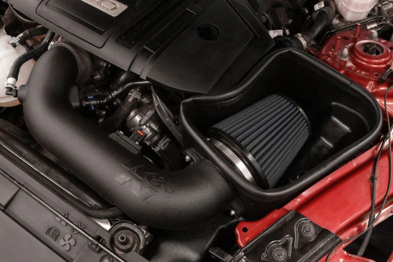 K&N 18-23 Ford Mustang GT 5.0L V8 F/I DRYFLOW Performance Air Intake System - Back View