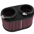 Load image into Gallery viewer, K&amp;N 2-1/8in DUAL FLG 6-1/4 X 4inOD 3inH Universal Clamp-On Air Filter - Side View