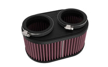Load image into Gallery viewer, K&amp;N 2-1/8in DUAL FLG 6-1/4 X 4inOD 3inH Universal Clamp-On Air Filter - Side View