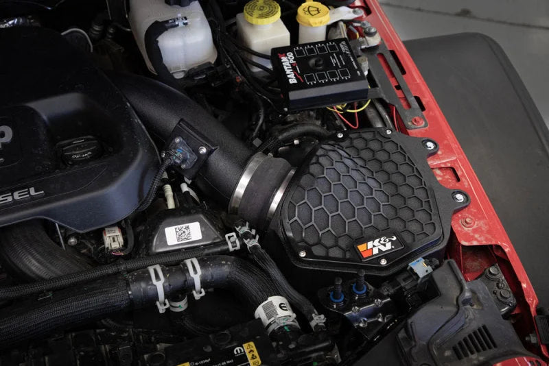 K&N 20-21 Jeep Wrangler V6-3.0L DSL AirCharger Performance Intake - Side View