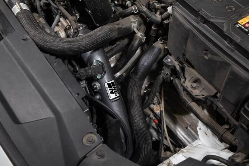 K&N 20-22 Hyundai Veloster N 2.0L L4 Aluminum Charge Pipe Kit - Gunmetal Gray - Side View