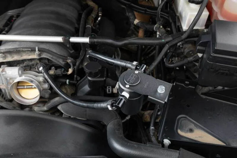 K&N 20-23 GM 2500/3500 6.6L Oil Separator Catch Can - Installation View