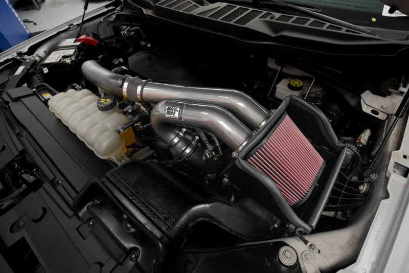 K&N 2015-22 Ford F-150 3.5L V6 Performance Air Intake System - Back View