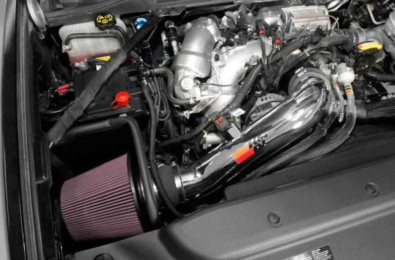 K&N 2017 Chevy Silverado 2500/3500HD V8-6.6L DSL Performance Air Intake Kit - Back View